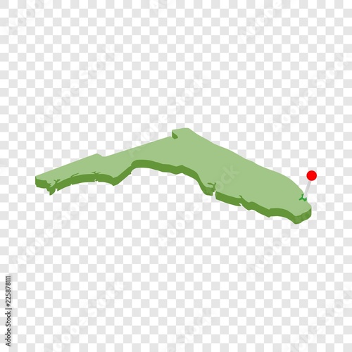 Miami on map of Florida isometric icon 3d on a transparent background vector illustration