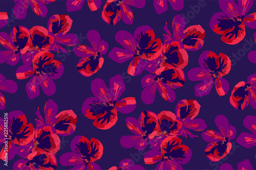 Floral seamless pattern with different flowers and leaves. Botanical illustration  hand painted.