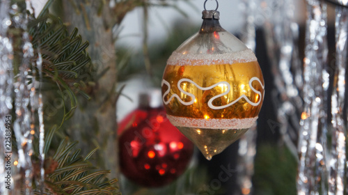 schöne alte Christbaumkugel aus Lauscha, Thüringen, Handarbeit