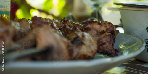 grilled pork ribs on plate