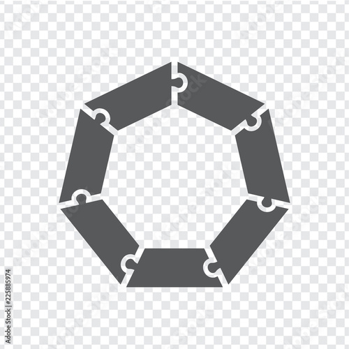 Simple icon heptagon puzzle in gray. Simple icon heptagon puzzle of the seven elements on transparent background. Flat design. Vector illustration EPS10. photo