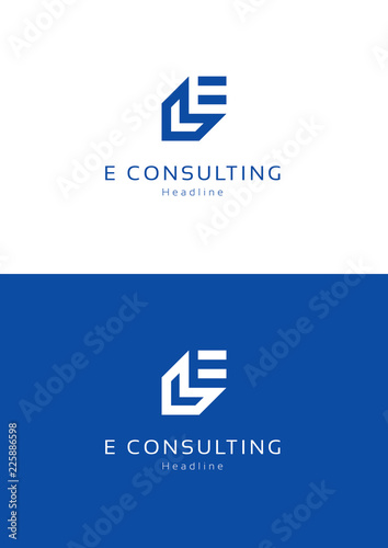 E consulting logo template.