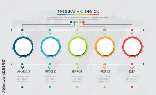 Abstract  info graphic template with a five steps . Business circle with options for diagram, web design. Vector,illustration.