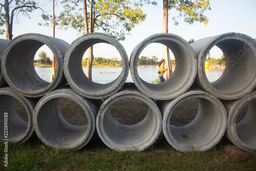 Stacked concrete drainage pipe
