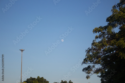 moon in a blue sky,Thailand