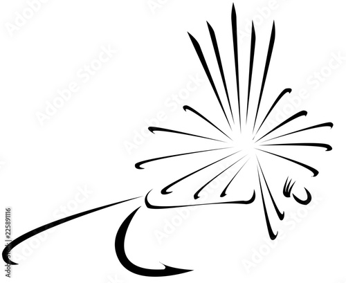 fishing fly silhouette generic tribal style