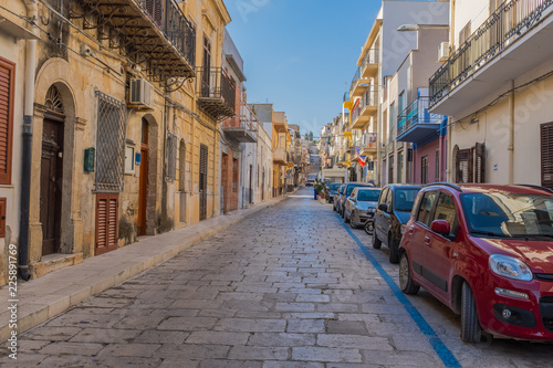 street of Balestrate in Palermo, Italian region Sicily 
