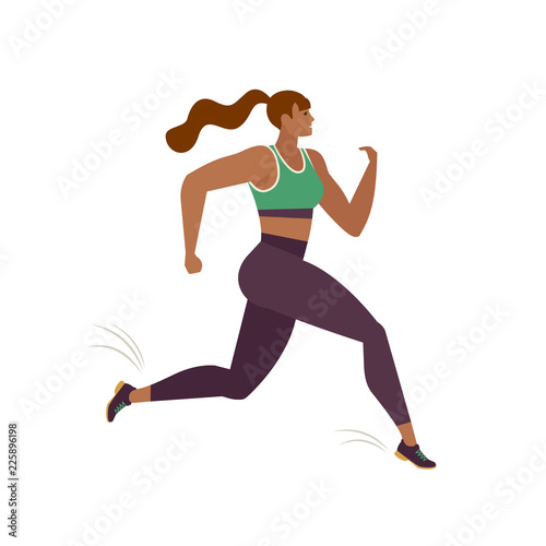 Jogging person. Runner in motion. Running women sports background. People runner race, training to marathon, jogging and running illustration.