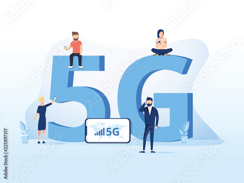 5g network technology vector illustration. Wireless mobile telecommunication service concept. Concept for marketing site