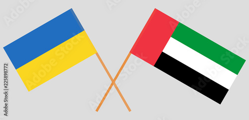 Ukraine and United Arab Emirates. The Ukrainian and UAE flags. Official colors. Correct proportion. Vector