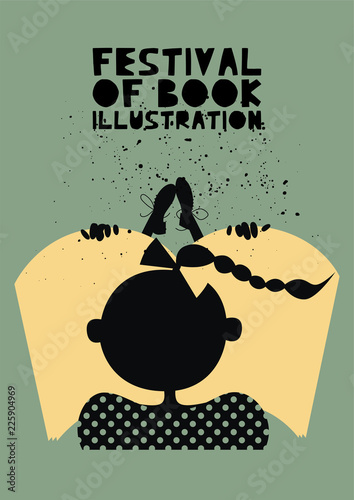 Poster of festival of book illustration concept. Modern graphic design for festival, exhibition, shop