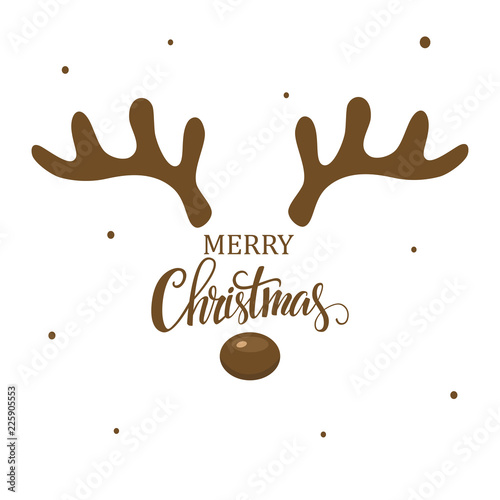 Antler christmas card template design on white background