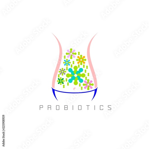 Probiotics logo. Bacteria logo. Concept of healthy nutrition ingredient for therapeutic purposes. Simple flat style trend modern logotype graphic design isolated