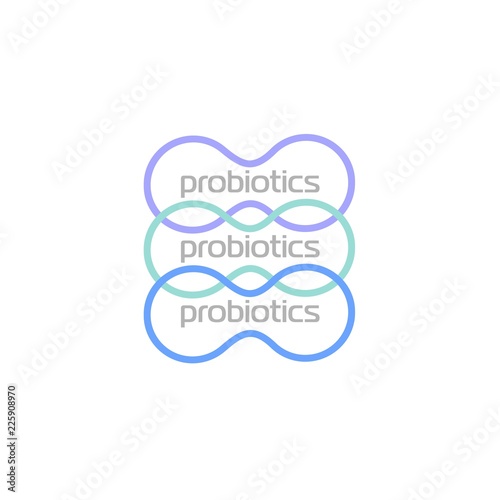Probiotics logo. Bacteria logo. Concept of healthy nutrition ingredient for therapeutic purposes. Simple flat style trend modern logotype graphic design isolated