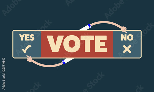 Vector banner with topic of vote yes or no. Vector concept for  printed materials, website, promotional materials.