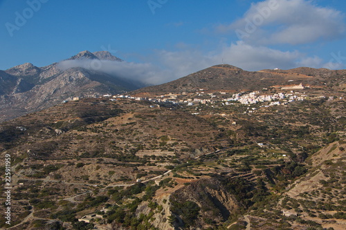 Panoramic view of Spoa from the road to Olympos on Karpathos in Greece
 photo