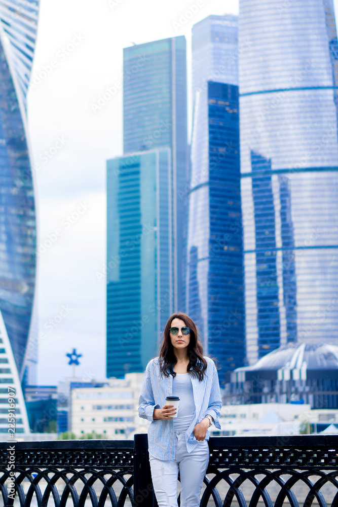 portrait of a beautiful brunette in the city portrait of a beautiful brunette in the city