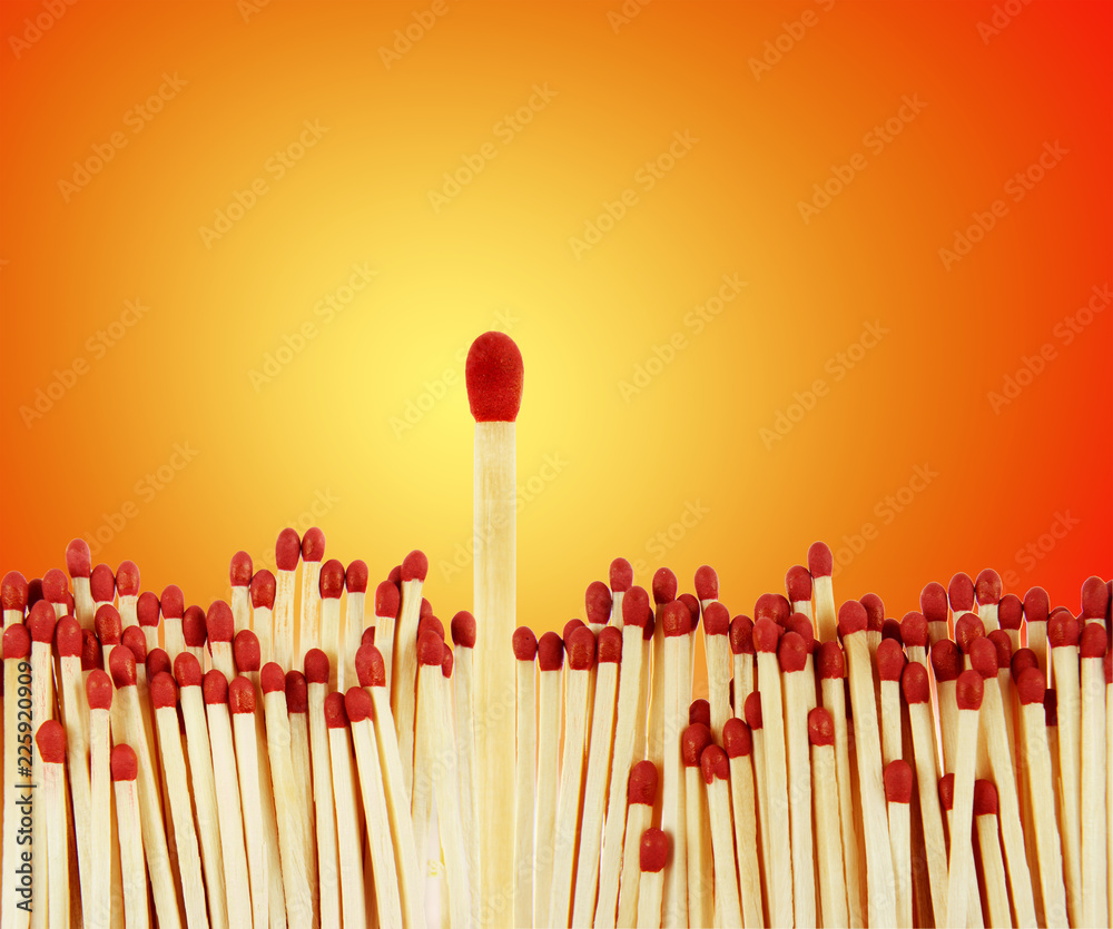 Matchstick standing out from the crowd Matchstick standing out from the crowd