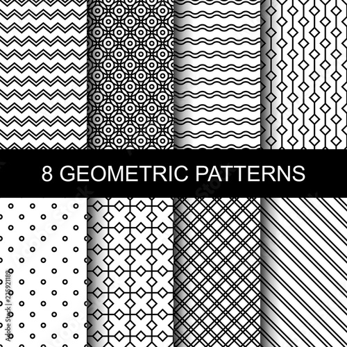 Set of vector geometric patterns. Collection of seamless patterns for your design.