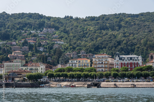 Embankment of Maggiore lake, cityscape of Stresa, Piedmont Italy, Europe. photo
