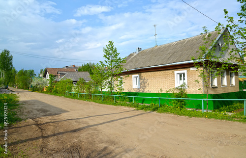 View of Glubokaya Street with the private housing estate. Rybinsk, Yaroslavl region