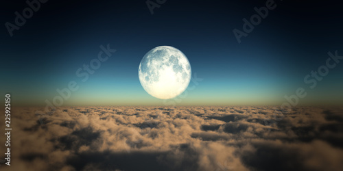 fly over clouds moon