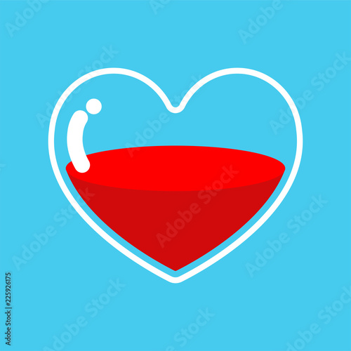 Heart Glass Transparent and blood. Donation Illustration of blood transfusion