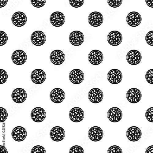 Pizza with olives and mushrooms pattern seamless in simple style vector illustration