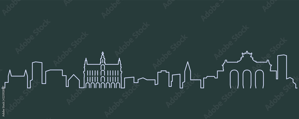 Fototapeta premium Brussels Single Line Skyline