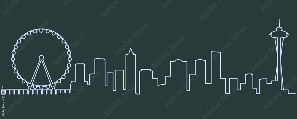 Fototapeta premium Skyline jednowierszowy Seattle