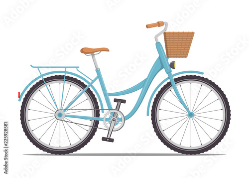 Fototapeta Cute women s bike with a low frame and basket in front