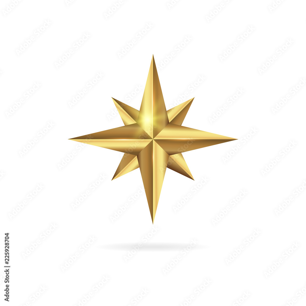 Realistic golden 3D star icon isolated on white background. Realistic golden 3D star icon isolated on white background.