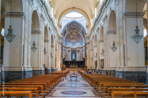 Main nave in the Duomo of Saint Agatha in Catania. Sicily, southern Italy. 