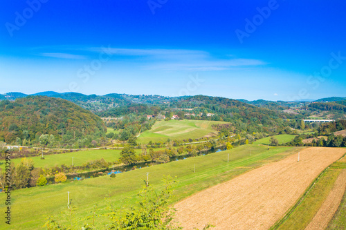     Croatian countryside landscape, panoramic view of river Dobra in Novigrad, Karlovac county  © ilijaa