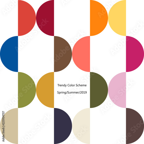 Poster. Trendy color scheme by plain color arcs
