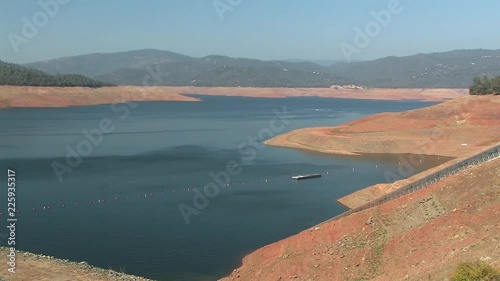 Panorama of Lake Oroville half filled before Oroville Dam crisis in 2017, California, USA. photo