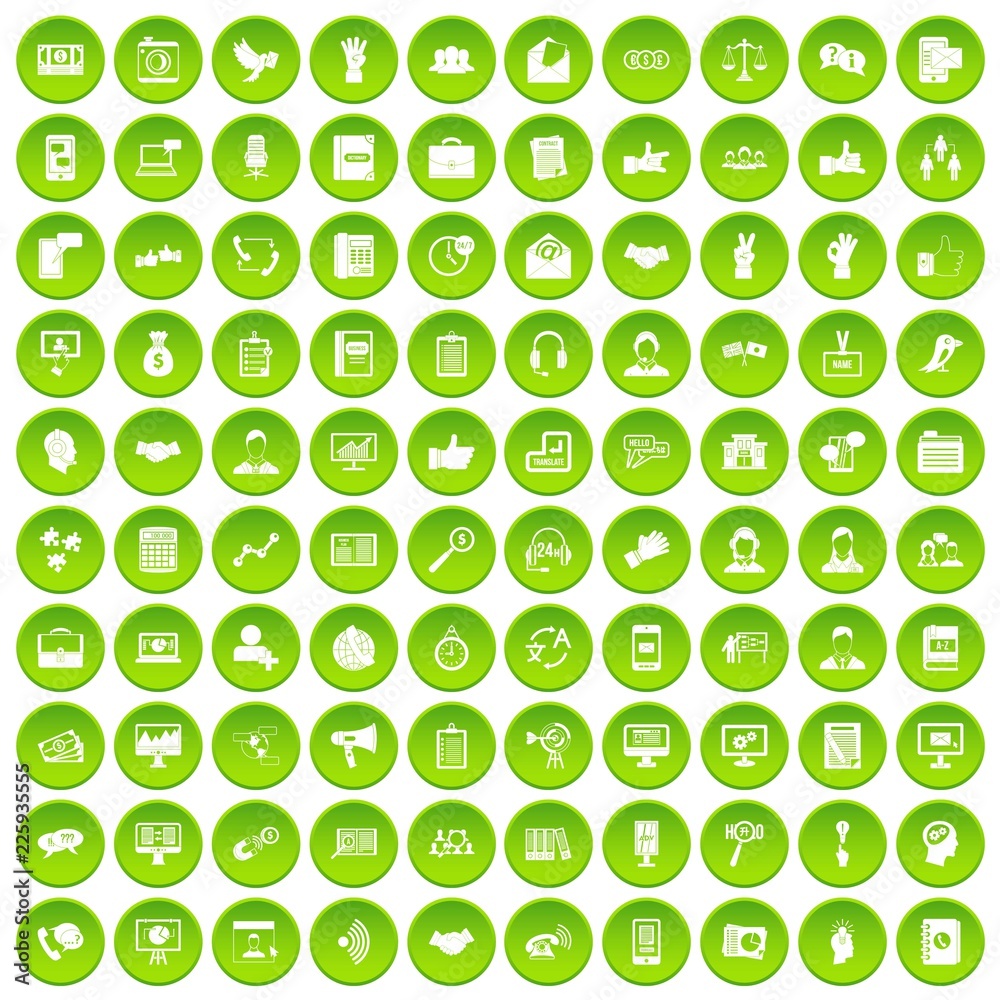100 dialog icons set green circle isolated on white background vector illustration 100 dialog icons set green circle isolated on white background vector illustration