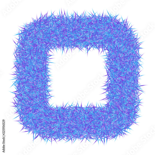 Shaggy abstract frame on white background. Fluffy border texture.