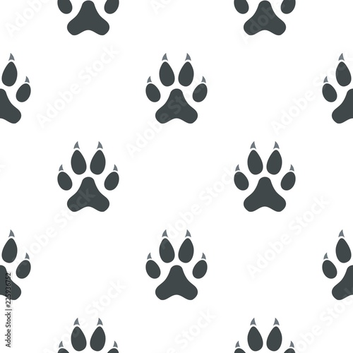Cat paw pattern seamless background in flat style repeat vector illustration