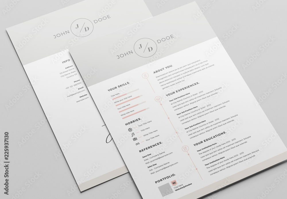 Resume Layout Set with Gray Header - 1000 F 225937130 G3O0eKPjSRJZHpYoBcYejdue1dVTYL8e 