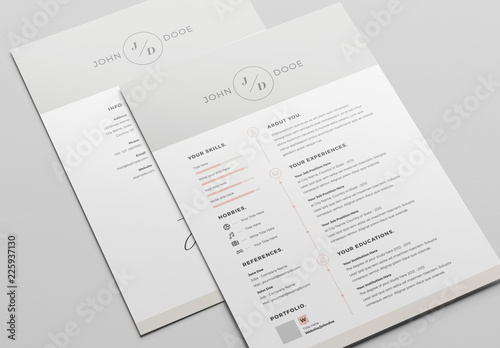 Resume Layout Set with Gray Header and Footer