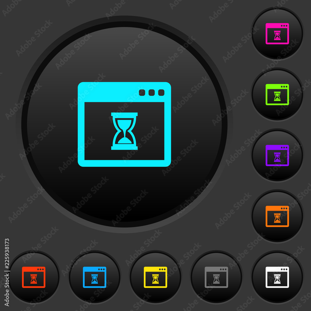 Waiting application dark push buttons with color icons