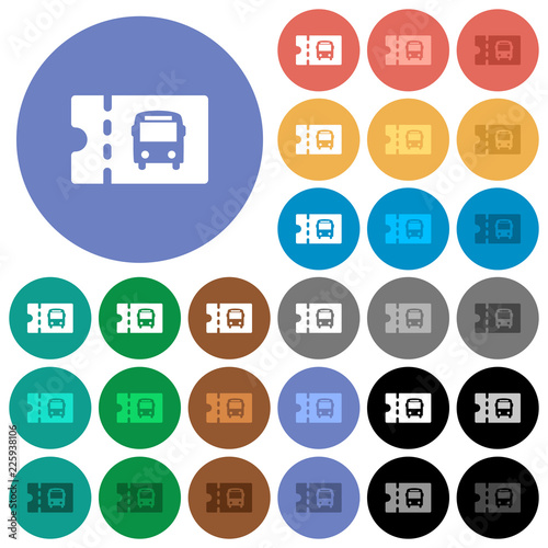 Public transport discount coupon round flat multi colored icons