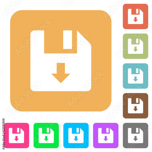 Move down file rounded square flat icons