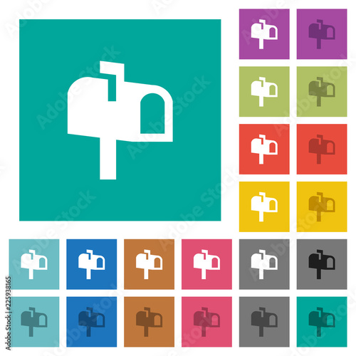 Mailbox square flat multi colored icons