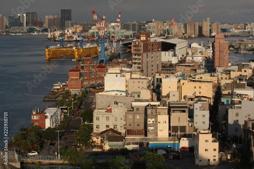 View over Cijin Island and Cijin old town and harbour of Kaohsiung City, Taiwan © Carolin