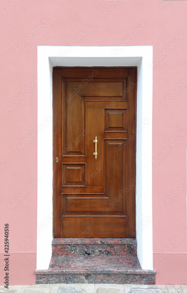 Pink facade entrance door Pink facade entrance door