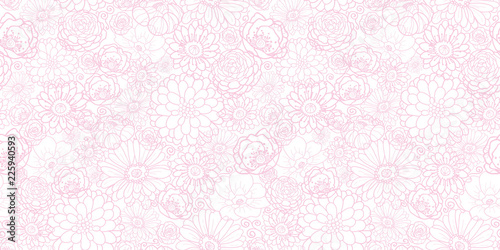 Pink flowers texture vector seamless pattern. Great for spring and summer wal...