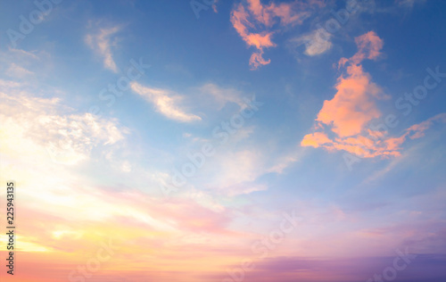 Beautiful sky and clouds autumn sunset background 