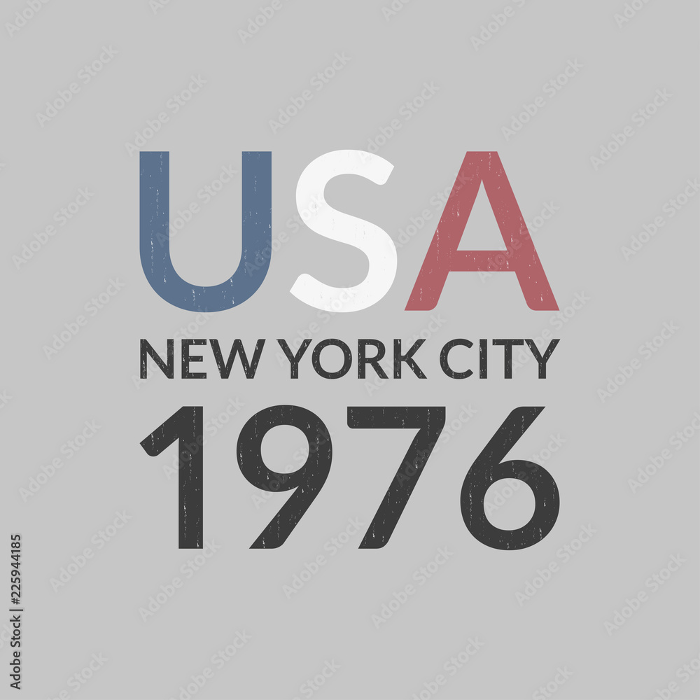 USA and New York City t-shirt print design and apparels graphic. Sport, college, varsity typography. Vintage clothes graphic with grunge texture. Poster, banner, placard. Vector illustration. USA and New York City t-shirt print design and apparels graphic. Sport, college, varsity typography. Vintage clothes graphic with grunge texture. Poster, banner, placard. Vector illustration.